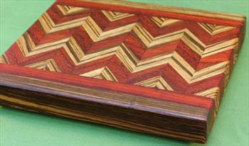 Board #945  Padauk & Zebrawood Wave Edge Grain Cutting Board 12 1/2" x 10 1/2" x 1 1/2" - $64.99